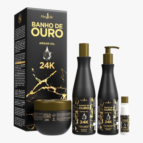 Kit Capilar Banho de Ouro 24K - Argan Oil - 4 Itens